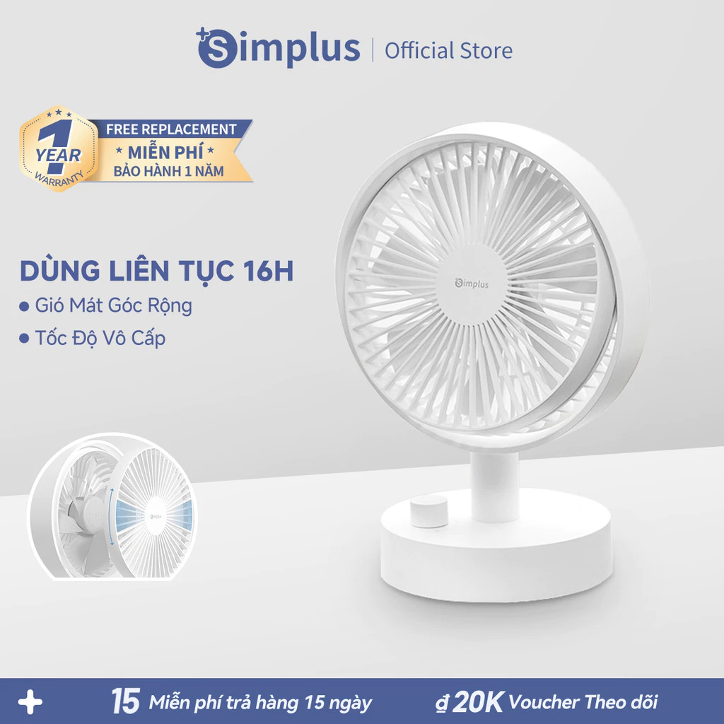 Simplus Quạt Để Bàn Mini Cổng Sạc Type-C DFSH014 – Bảo Hành 1 Năm 1 Đổi 1