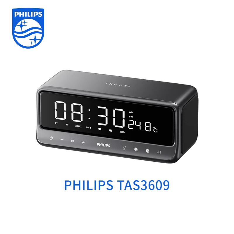 Philips TAS3609 Loa Bluetooth – 10W Stereo, Đồng Hồ Báo Thức, Cảm Ứng Thông Minh, Đèn Ngủ, Hiện Đại