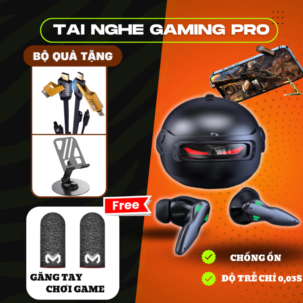 Tai nghe Gaming Bluetooth Chống Ồn 5.3 – Tai nghe không dây hỗ trợ chơi game độ trễ cực thấp